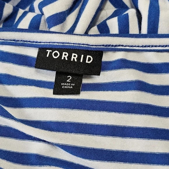 Torrid 2X Blue White Striped Maxi Dress Nautical Button Front Jersey Coastal Y2K - Picture 4 of 7